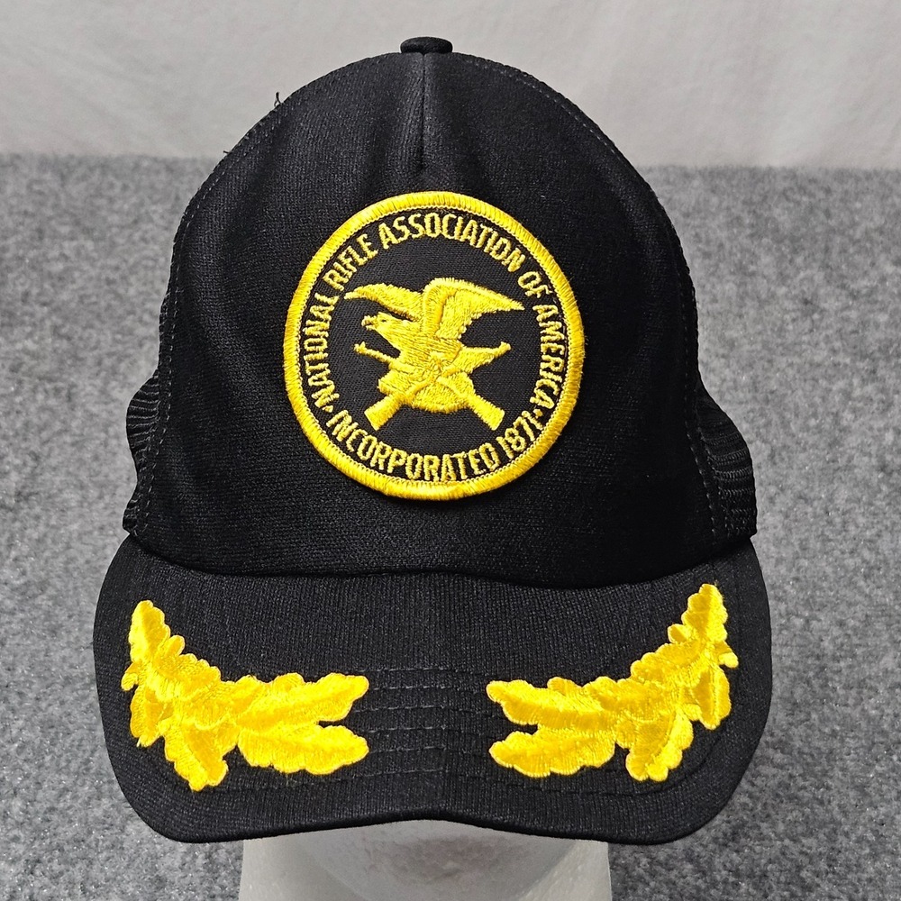 Vintage NRA Trucker Hat Black Snapback Cap Made‎ USA Americana 2nd Amendment 90s
